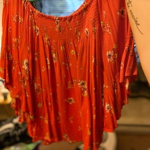 Women’s orange floral Crop Top